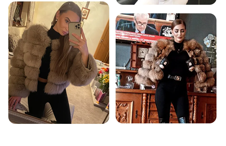 2023 Natural Real Fox Fur Coat Women Winter Warm Luxury Fur Jacket Detachable Long Sleeves Female Vest Furry Coats Outerwear