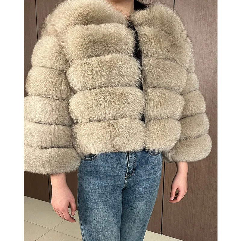 2023 Natural Real Fox Fur Coat Women Winter Warm Luxury Fur Jacket Detachable Long Sleeves Female Vest Furry Coats Outerwear