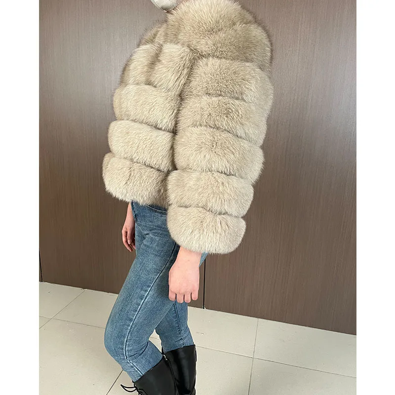 2023 Natural Real Fox Fur Coat Women Winter Warm Luxury Fur Jacket Detachable Long Sleeves Female Vest Furry Coats Outerwear