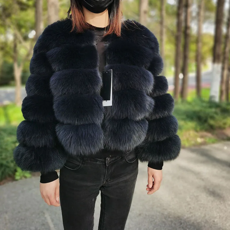 2023 Natural Real Fox Fur Coat Women Winter Warm Luxury Fur Jacket Detachable Long Sleeves Female Vest Furry Coats Outerwear