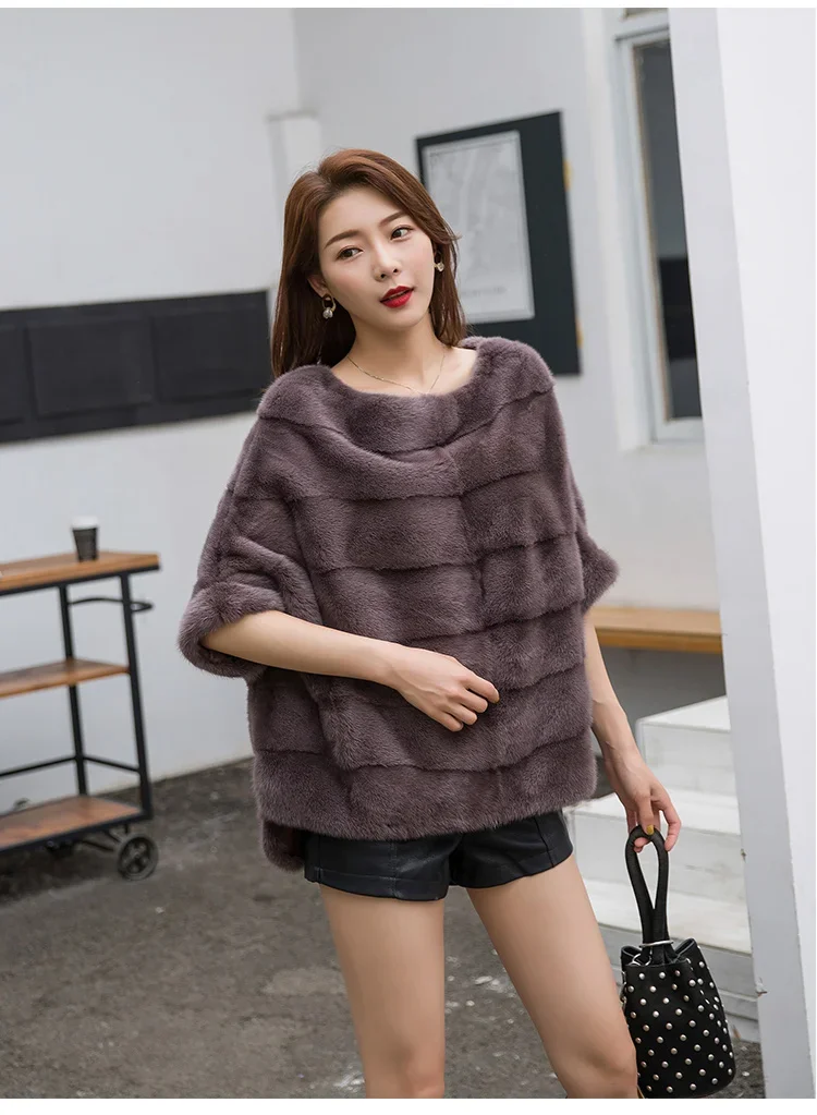 Real Mink Fur Coat Women Winter Natural Fur Coat Long Female Genuine Leather Mink Coats Cape shawl mink coat
