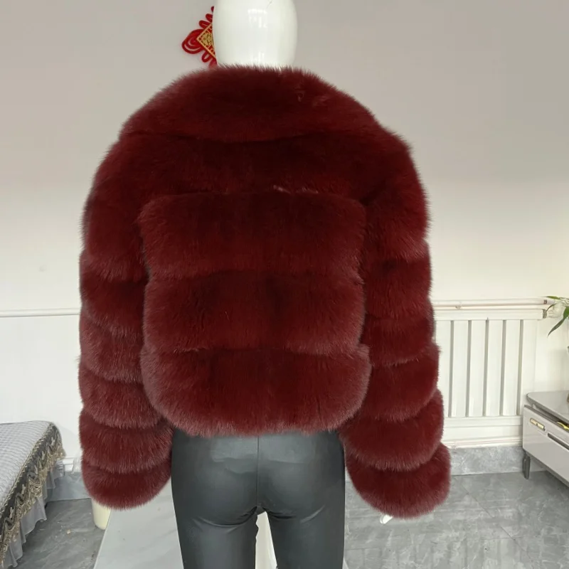 BEIZIRU Women's Winter Real Raccoon Fur Coat with Turn-Down Collar Warm Thick Natural Long Sleeve Luxury Outerwear Jacket