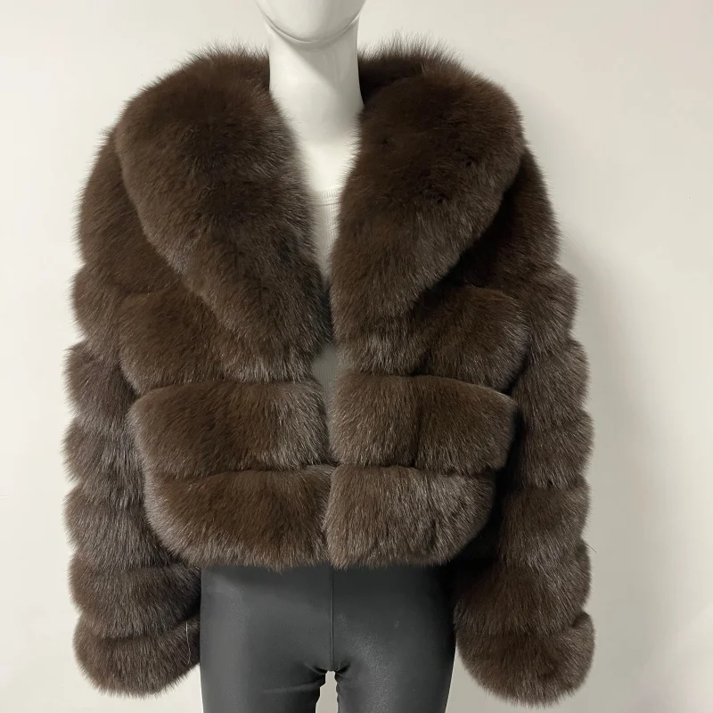 BEIZIRU Women's Winter Real Raccoon Fur Coat with Turn-Down Collar Warm Thick Natural Long Sleeve Luxury Outerwear Jacket