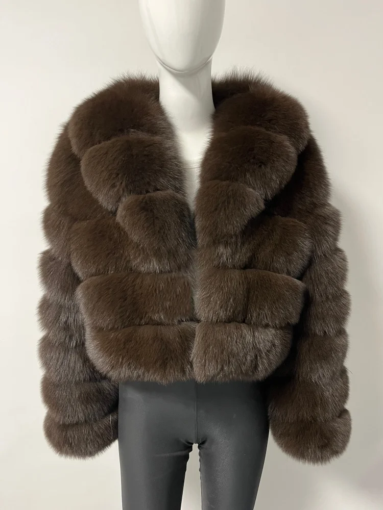 BEIZIRU Women's Winter Real Raccoon Fur Coat with Turn-Down Collar Warm Thick Natural Long Sleeve Luxury Outerwear Jacket