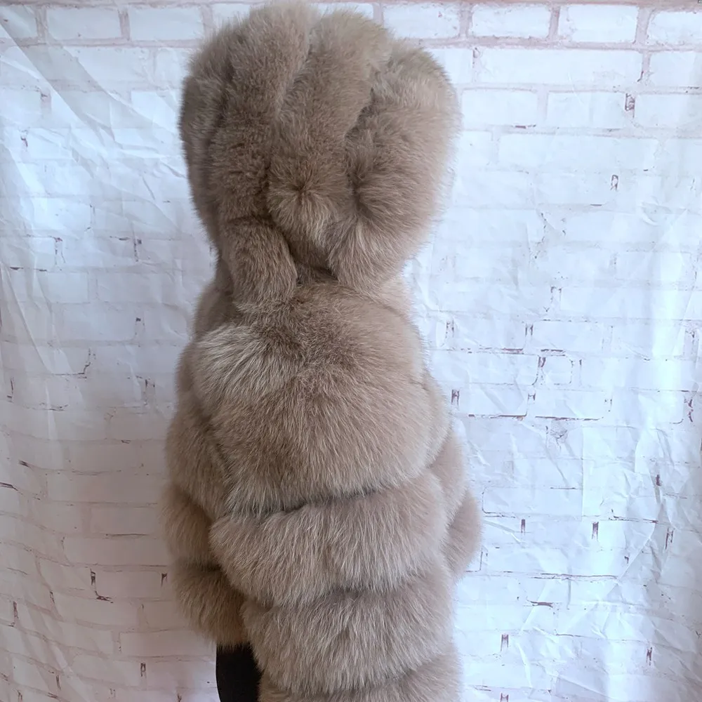 2026 Women's Real Fox Fur Coat Natural Warm Thick High Quality Full Sleeve Hooded Short Jacket Fashionable Winter Outerwear