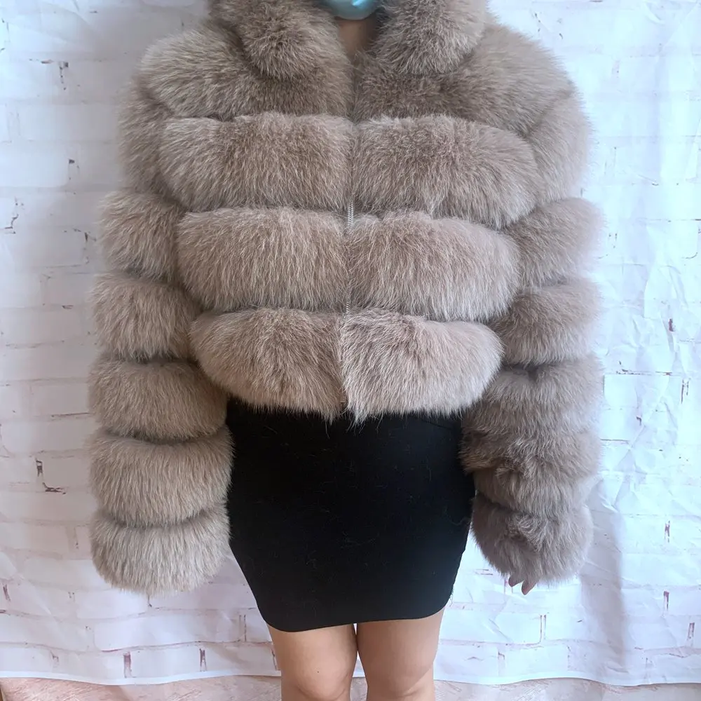 2026 Women's Real Fox Fur Coat Natural Warm Thick High Quality Full Sleeve Hooded Short Jacket Fashionable Winter Outerwear