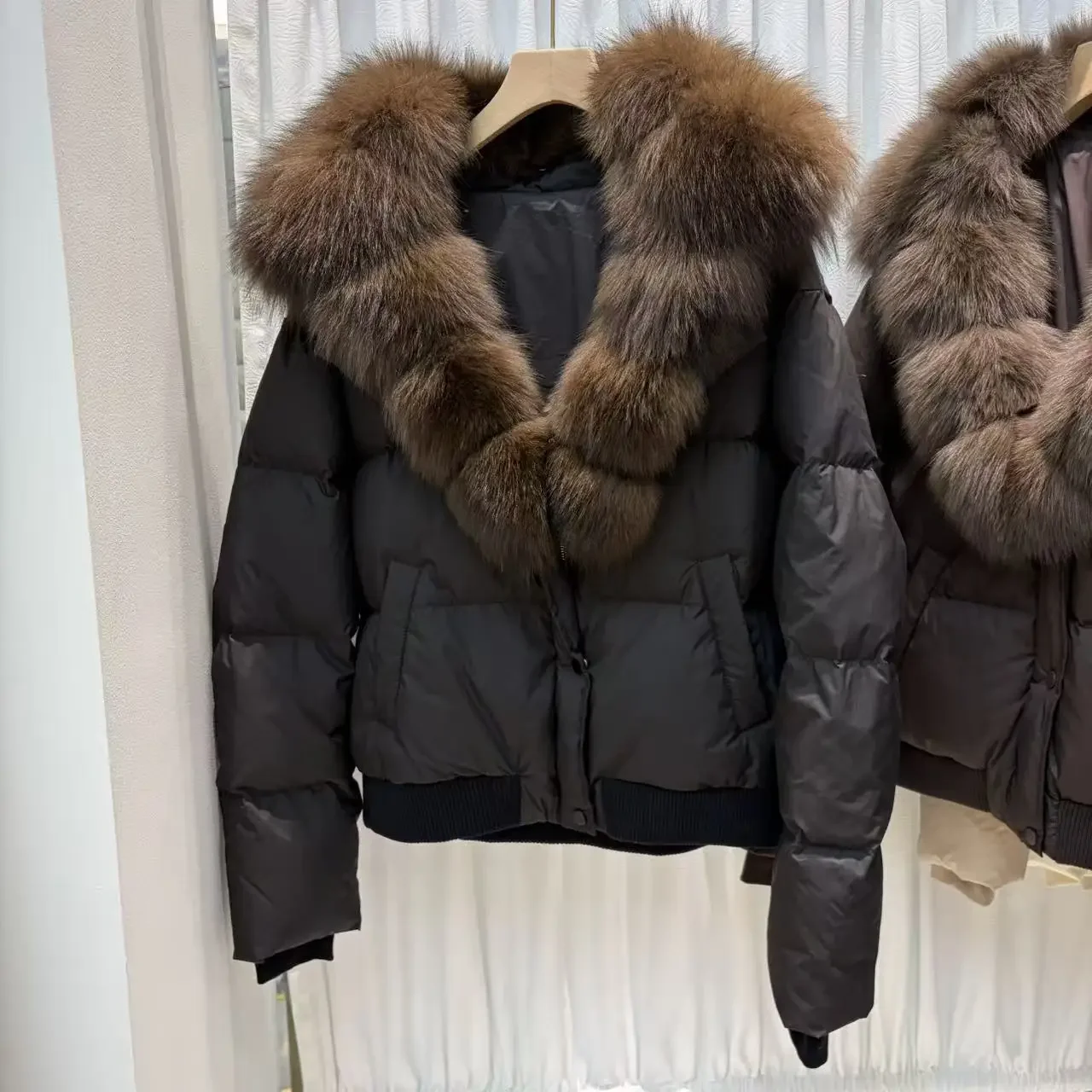 OFTBUY Woman Real Fur Collar White Duck Down Jacket Winter Warm Thick Button Luxury Fashion Coat Women Short Puffer Clothing