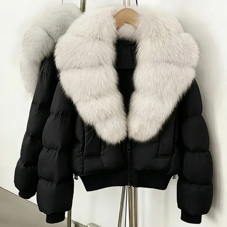 OFTBUY New Winter Clothes Women Real Fox Fur Duck Down Jacket Short Warm Natural Fur Puffer Coat Female Luxury Fashion Outerwear