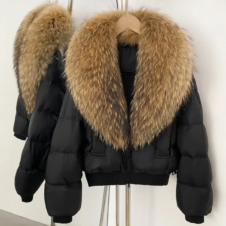 OFTBUY New Winter Clothes Women Real Fox Fur Duck Down Jacket Short Warm Natural Fur Puffer Coat Female Luxury Fashion Outerwear