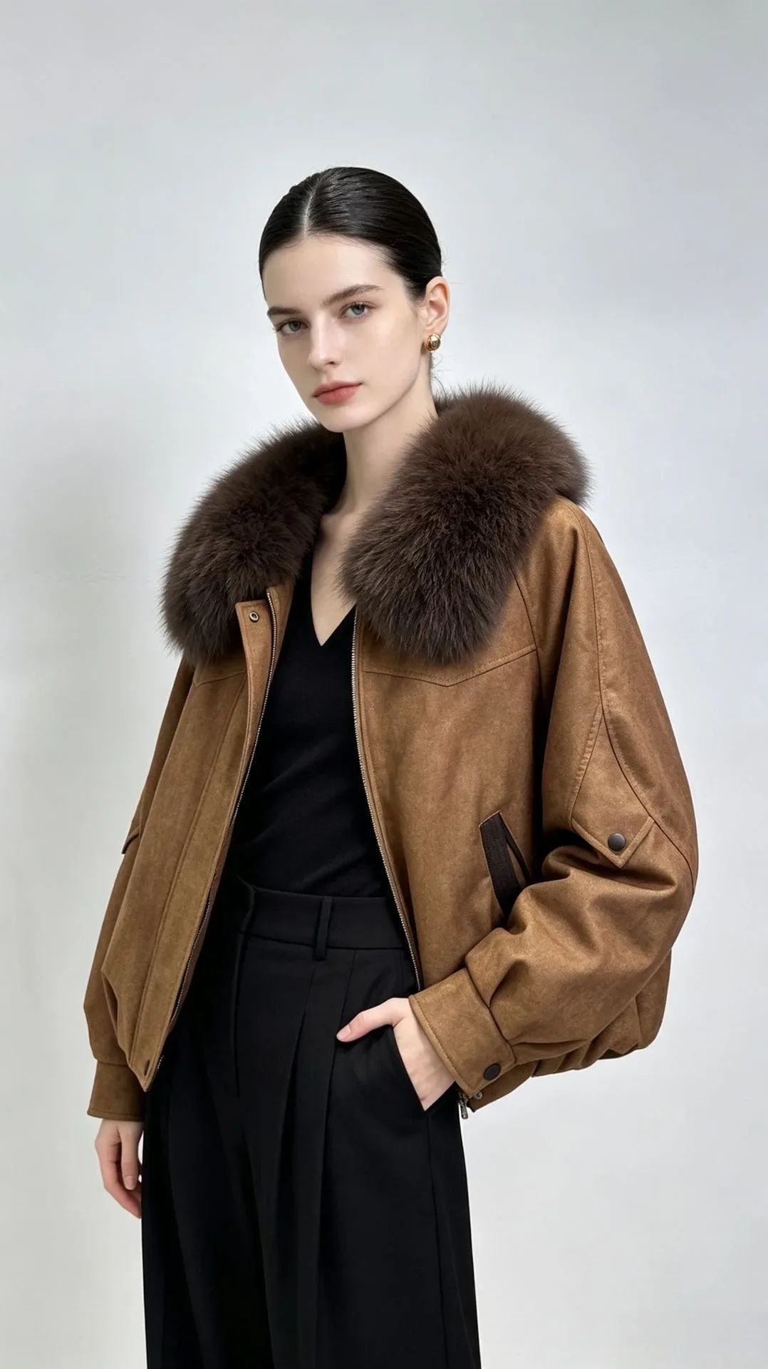 OFTBUY Short Zipper Duck Down Clothing Natural Fur Outerwear New Winter Real Fox Fur Coat Women Lightweight Down Jacket Female