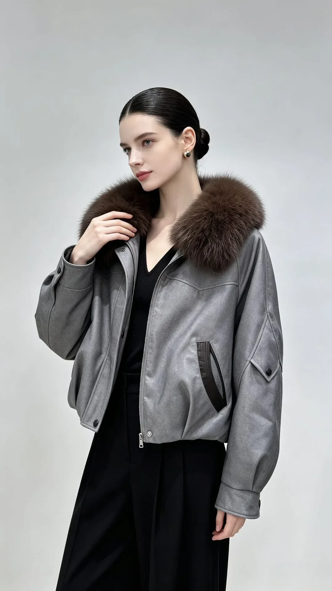 OFTBUY Short Zipper Duck Down Clothing Natural Fur Outerwear New Winter Real Fox Fur Coat Women Lightweight Down Jacket Female
