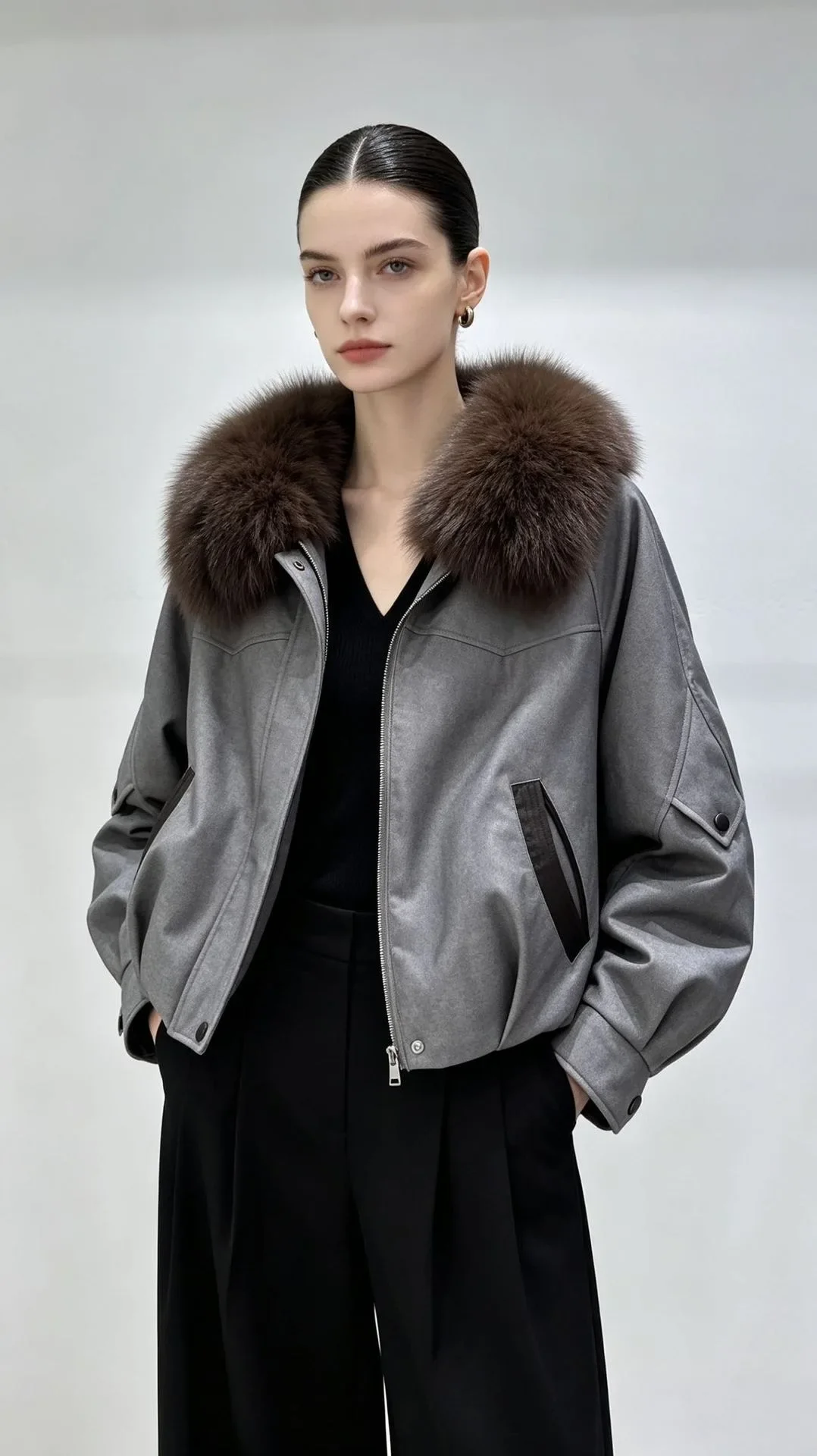 OFTBUY Short Zipper Duck Down Clothing Natural Fur Outerwear New Winter Real Fox Fur Coat Women Lightweight Down Jacket Female