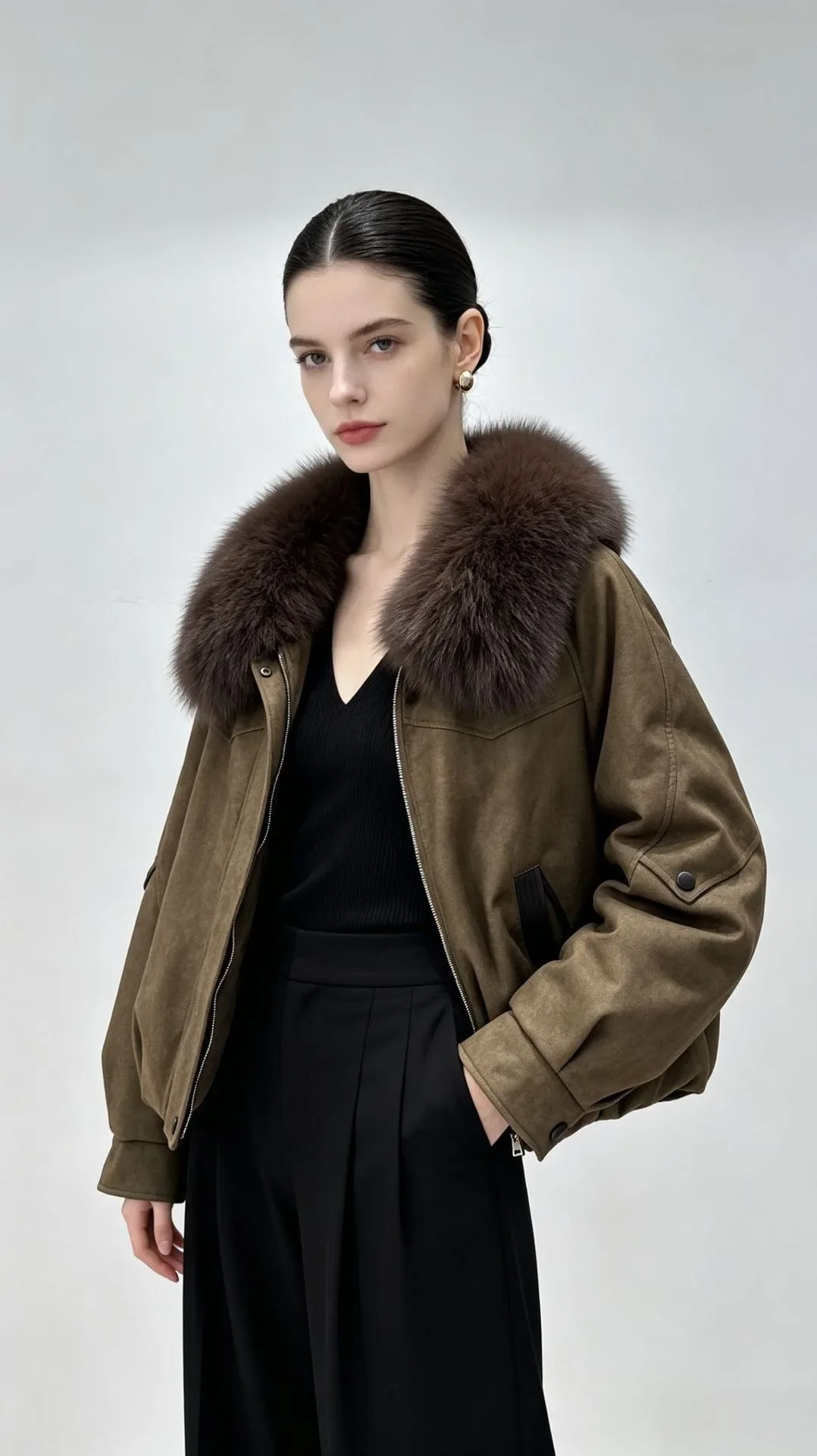 OFTBUY Short Zipper Duck Down Clothing Natural Fur Outerwear New Winter Real Fox Fur Coat Women Lightweight Down Jacket Female