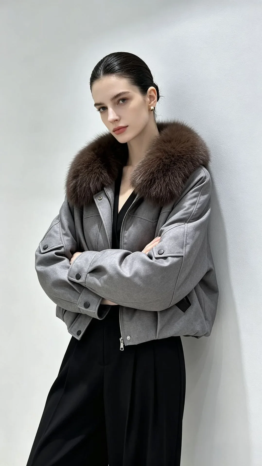 OFTBUY Short Zipper Duck Down Clothing Natural Fur Outerwear New Winter Real Fox Fur Coat Women Lightweight Down Jacket Female