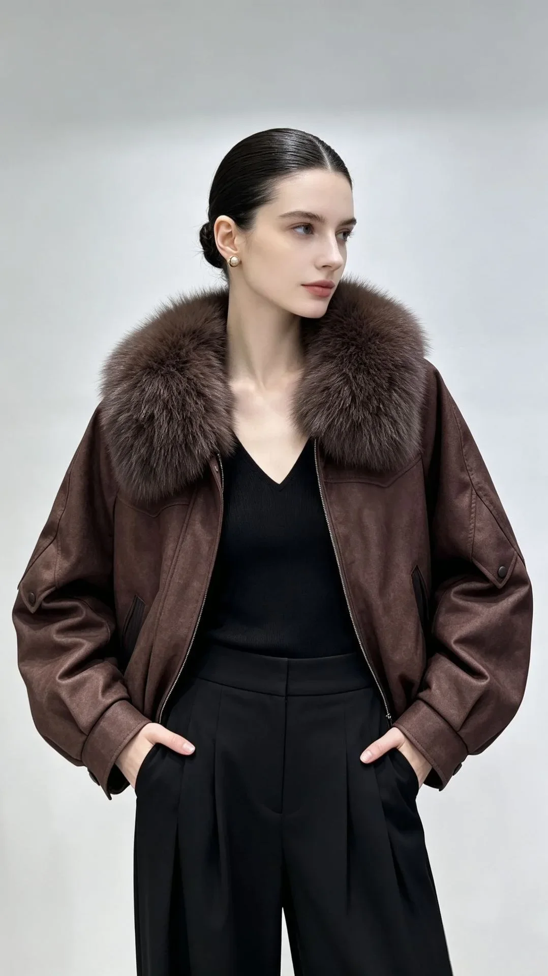 OFTBUY Short Zipper Duck Down Clothing Natural Fur Outerwear New Winter Real Fox Fur Coat Women Lightweight Down Jacket Female