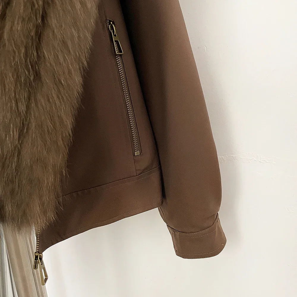 OFTBUY Natural Fur Cuffs Coat Outerwear Female New Winter Women Real Striped Fur Collar Windproof Parka Warm Duck Down Jacket