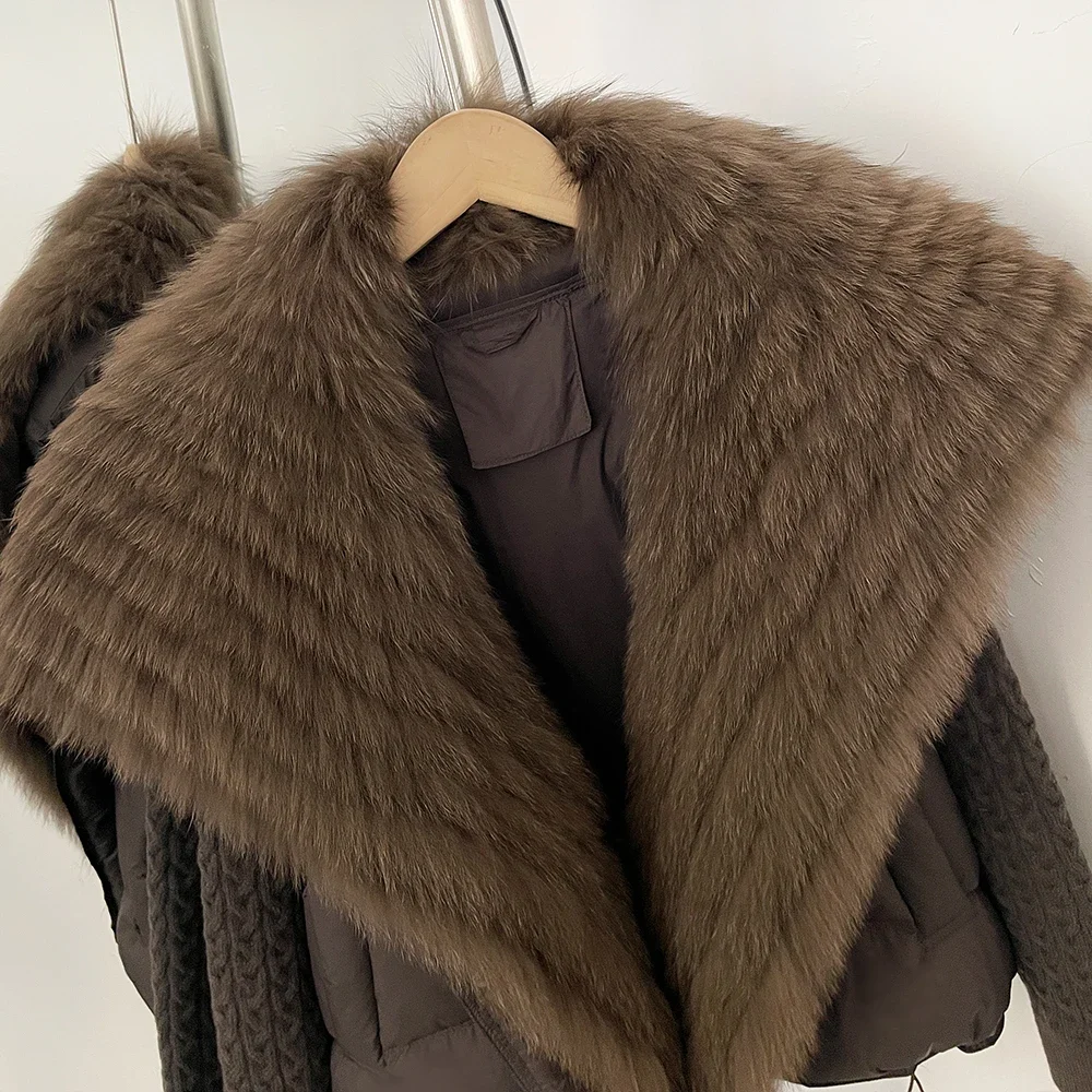OFTBUY 2026 Women New Winter Clothing Real Fox Fur Collar Cropped Warm Puffer Coat Duck Down Jacket Female Fashion Outerwear
