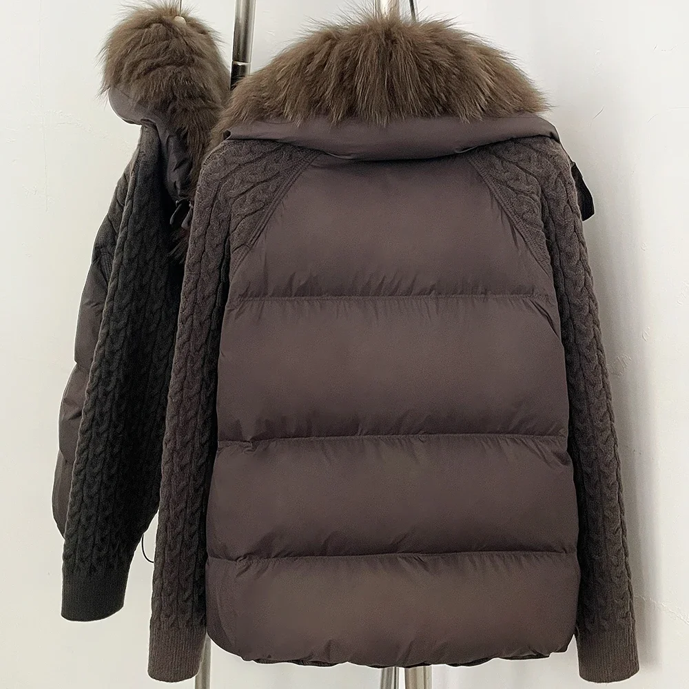 OFTBUY 2026 Women New Winter Clothing Real Fox Fur Collar Cropped Warm Puffer Coat Duck Down Jacket Female Fashion Outerwear