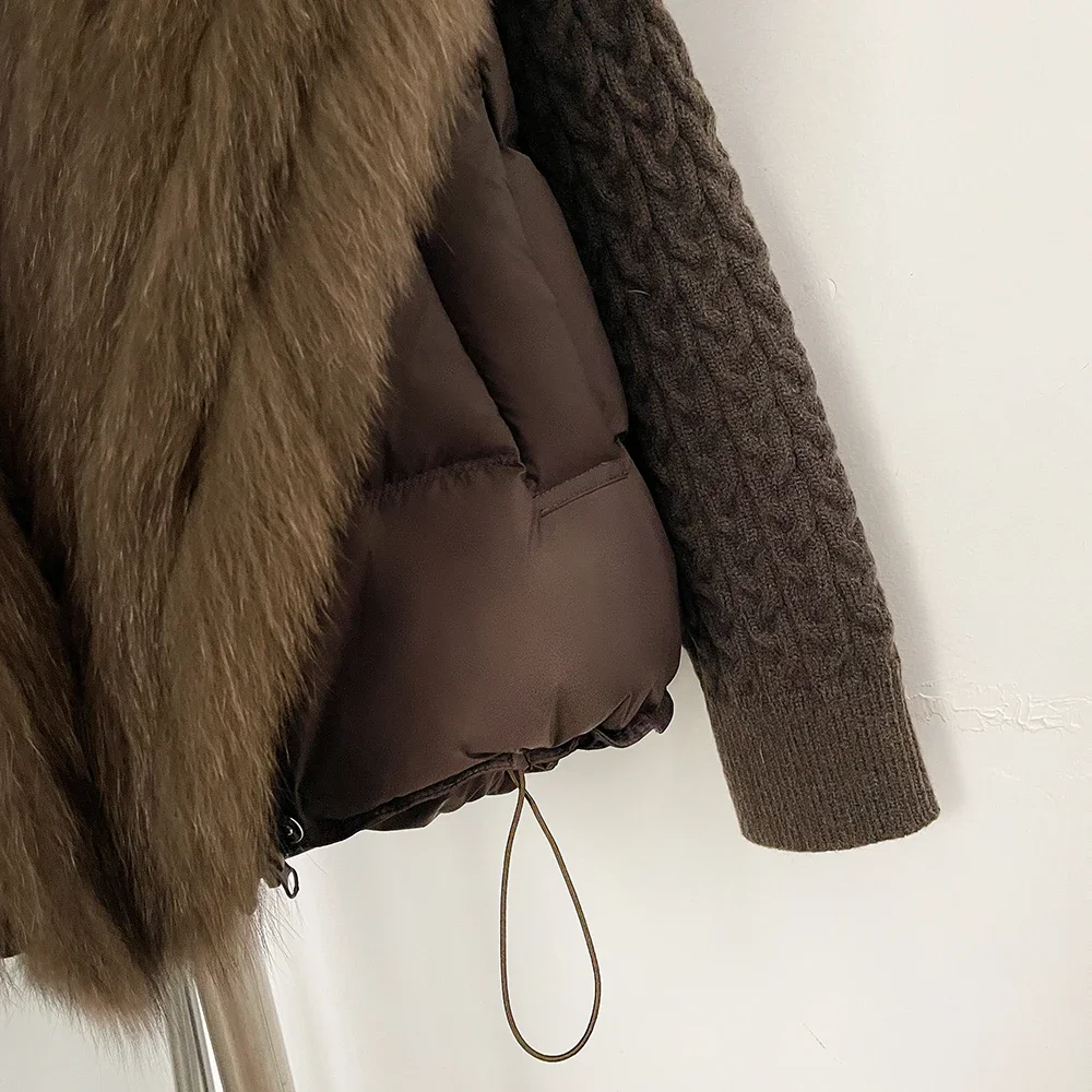 OFTBUY 2026 Women New Winter Clothing Real Fox Fur Collar Cropped Warm Puffer Coat Duck Down Jacket Female Fashion Outerwear