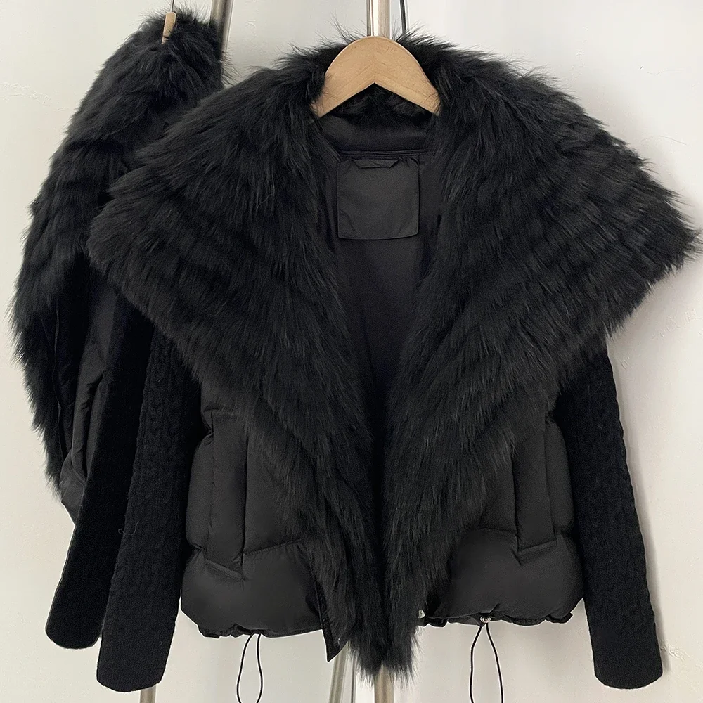 OFTBUY 2026 Women New Winter Clothing Real Fox Fur Collar Cropped Warm Puffer Coat Duck Down Jacket Female Fashion Outerwear