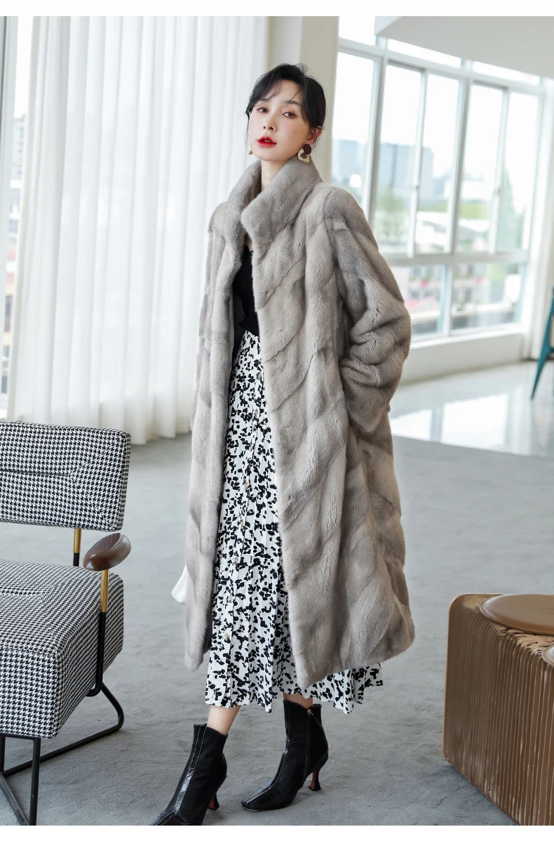 HDHOHR 2026 100% Real Mink Fur Coat Women Long High Quality Natural Mink Fur Jackets Winter Thick Warm Luxury Female Fur Parkers