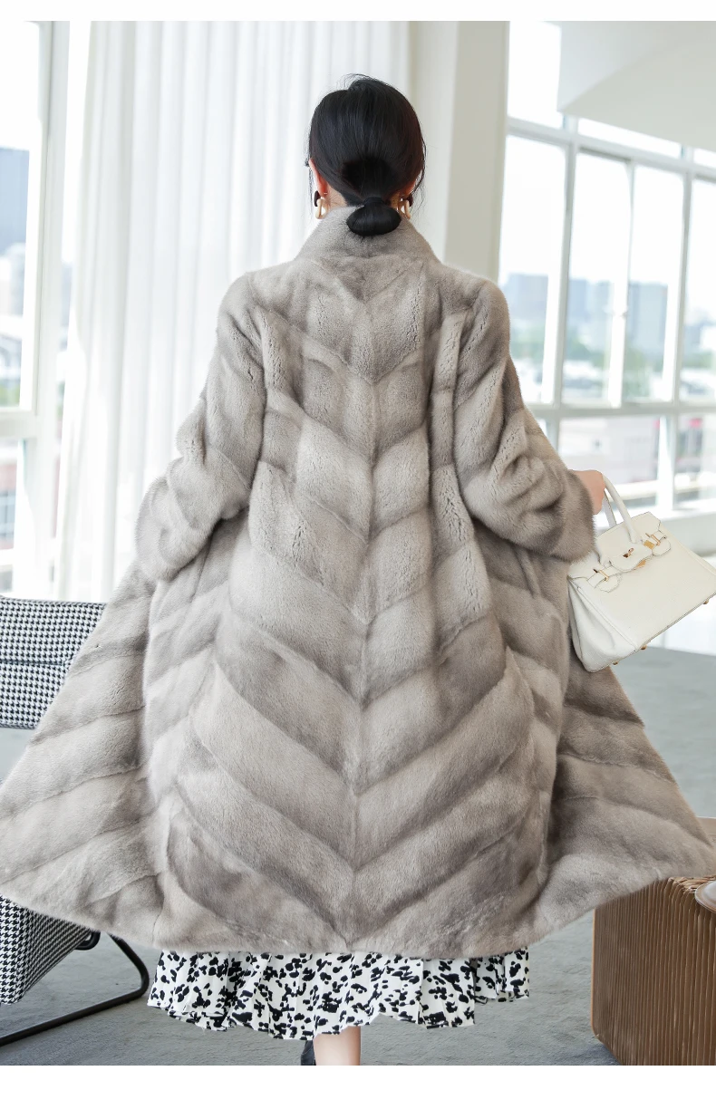 HDHOHR 2026 100% Real Mink Fur Coat Women Long High Quality Natural Mink Fur Jackets Winter Thick Warm Luxury Female Fur Parkers
