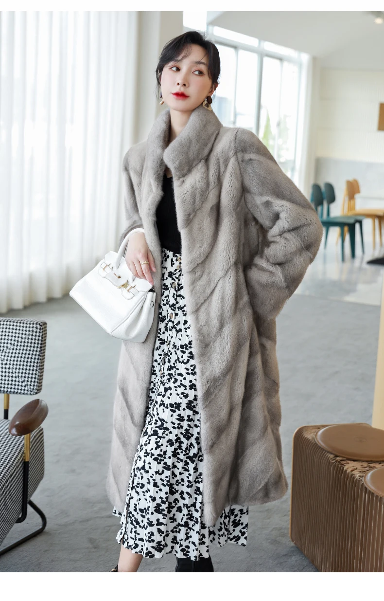 HDHOHR 2026 100% Real Mink Fur Coat Women Long High Quality Natural Mink Fur Jackets Winter Thick Warm Luxury Female Fur Parkers