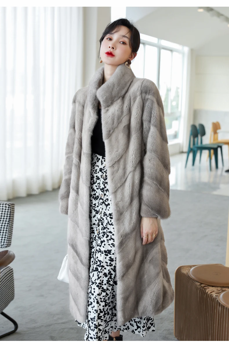 HDHOHR 2026 100% Real Mink Fur Coat Women Long High Quality Natural Mink Fur Jackets Winter Thick Warm Luxury Female Fur Parkers