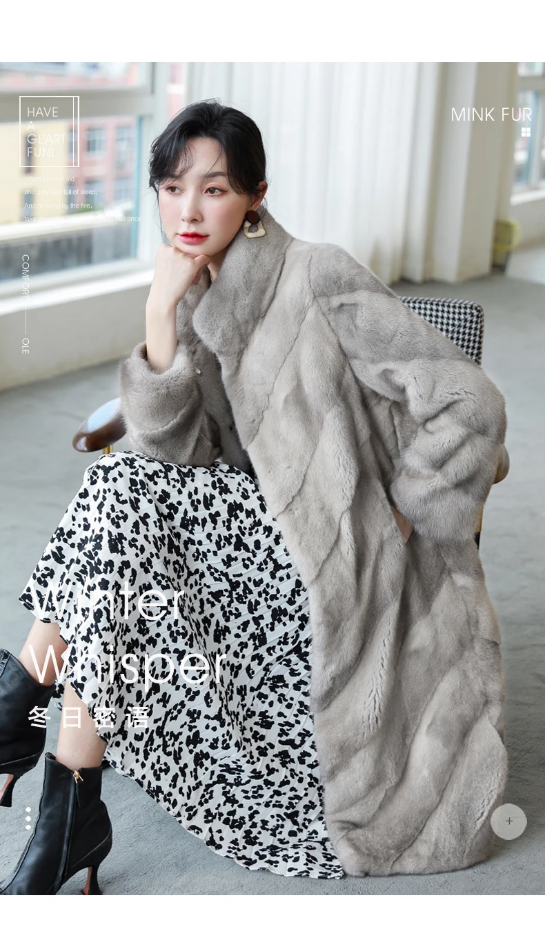HDHOHR 2026 100% Real Mink Fur Coat Women Long High Quality Natural Mink Fur Jackets Winter Thick Warm Luxury Female Fur Parkers
