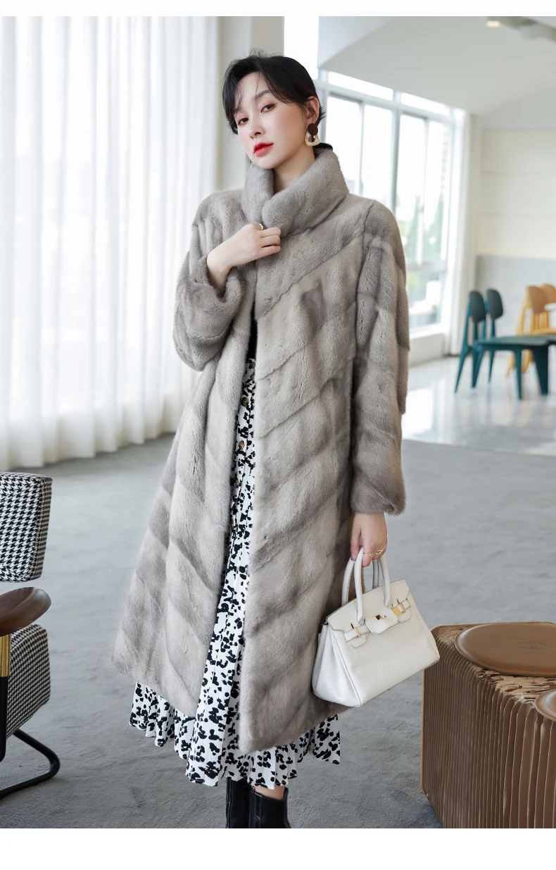 HDHOHR 2026 100% Real Mink Fur Coat Women Long High Quality Natural Mink Fur Jackets Winter Thick Warm Luxury Female Fur Parkers