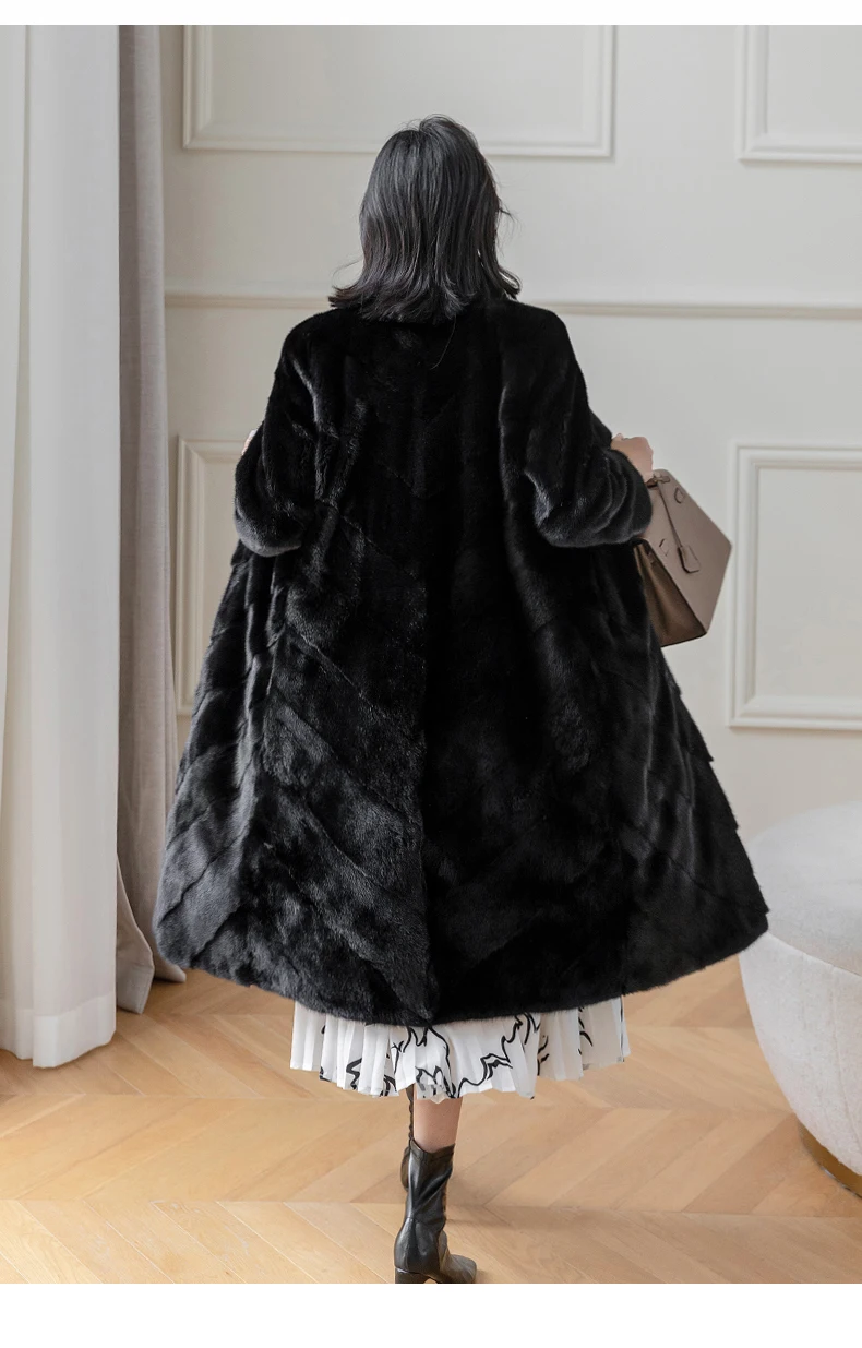 HDHOHR 2026 100% Real Mink Fur Coat Women Long High Quality Natural Mink Fur Jackets Winter Thick Warm Luxury Female Fur Parkers