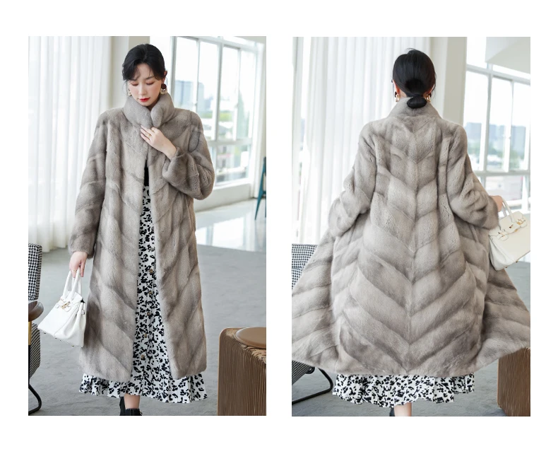 HDHOHR 2026 100% Real Mink Fur Coat Women Long High Quality Natural Mink Fur Jackets Winter Thick Warm Luxury Female Fur Parkers