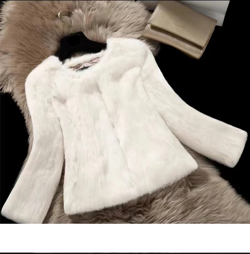 New Women Winter Real Rabbit Fur Coat Natural Warm 100% Genuine Rabbit Fur Jacket Lady Fashion Real Rabbit Fur Overcoat