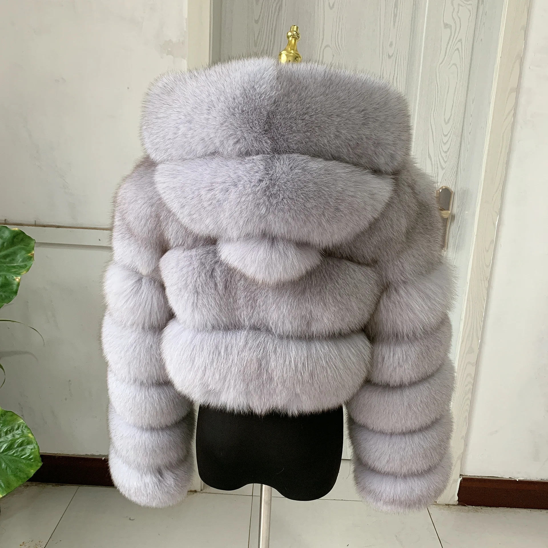 HUAQIUMEISI Natural Fox Fur Hooded Jacket New High Street Women Winter Real Fox Natural Raccoon Fur 3 Rows Hooded Fur Coat