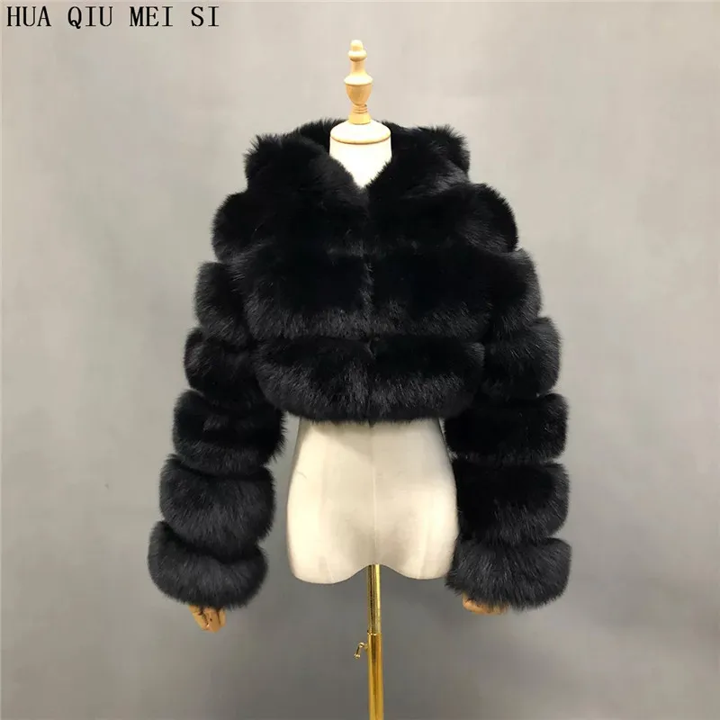 HUAQIUMEISI Natural Fox Fur Hooded Jacket New High Street Women Winter Real Fox Natural Raccoon Fur 3 Rows Hooded Fur Coat