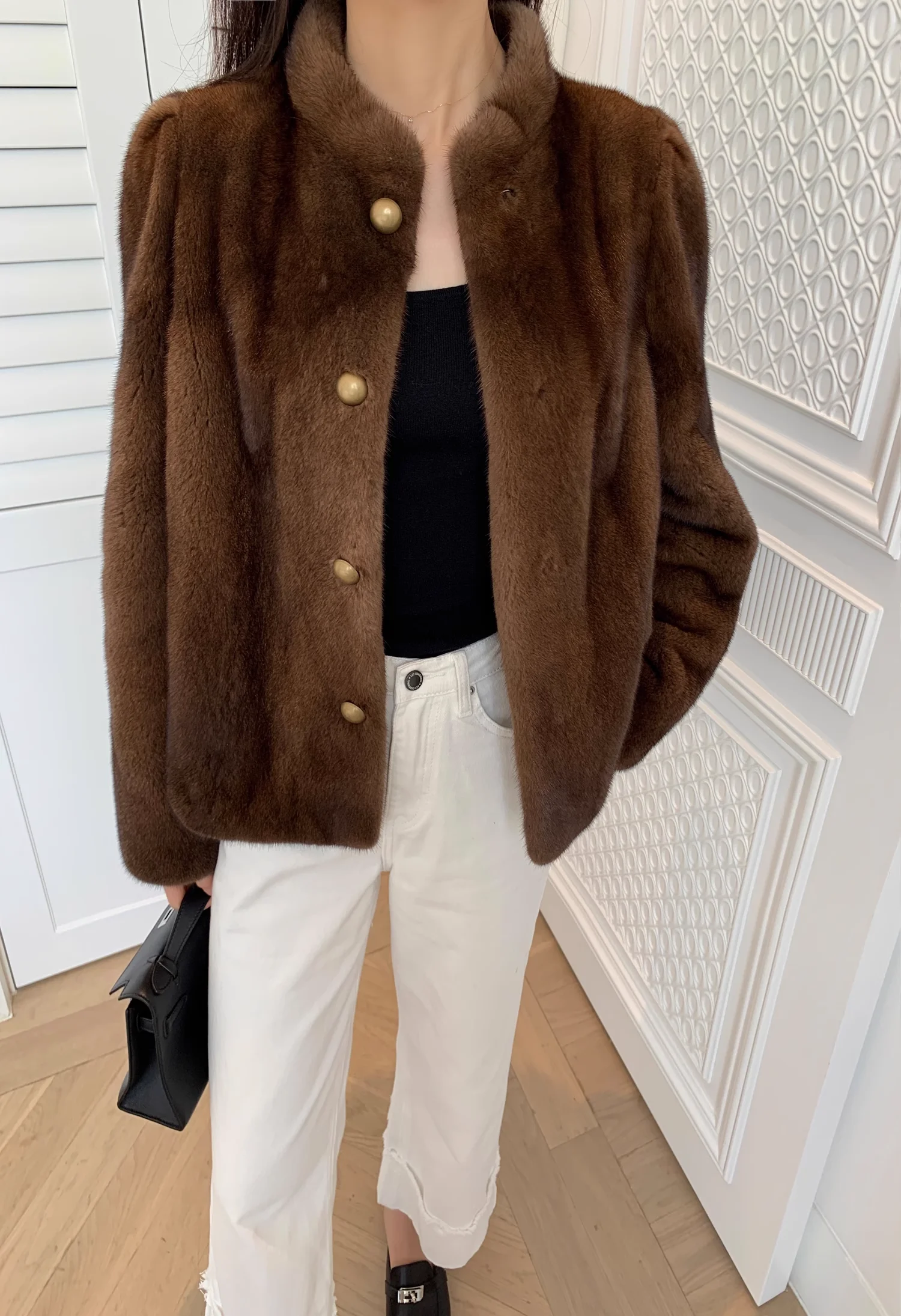HDHOHR 2026 New100% Real Mink Fur Coat Women Fashion Essential Natural Mink Coat Warm Short Leather Outerwear Winter Fur Jacket