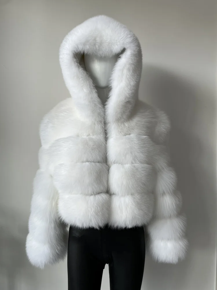 BEIZIRU Hooded Real Fox Fur coat woman winter Natural Coat warm waistcoat Custom