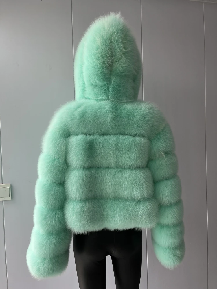 BEIZIRU Hooded Real Fox Fur coat woman winter Natural Coat warm waistcoat Custom