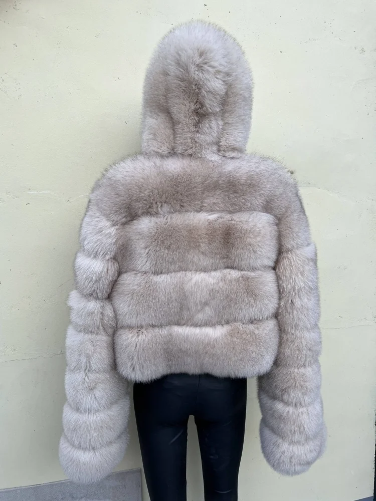 BEIZIRU Hooded Real Fox Fur coat woman winter Natural Coat warm waistcoat Custom