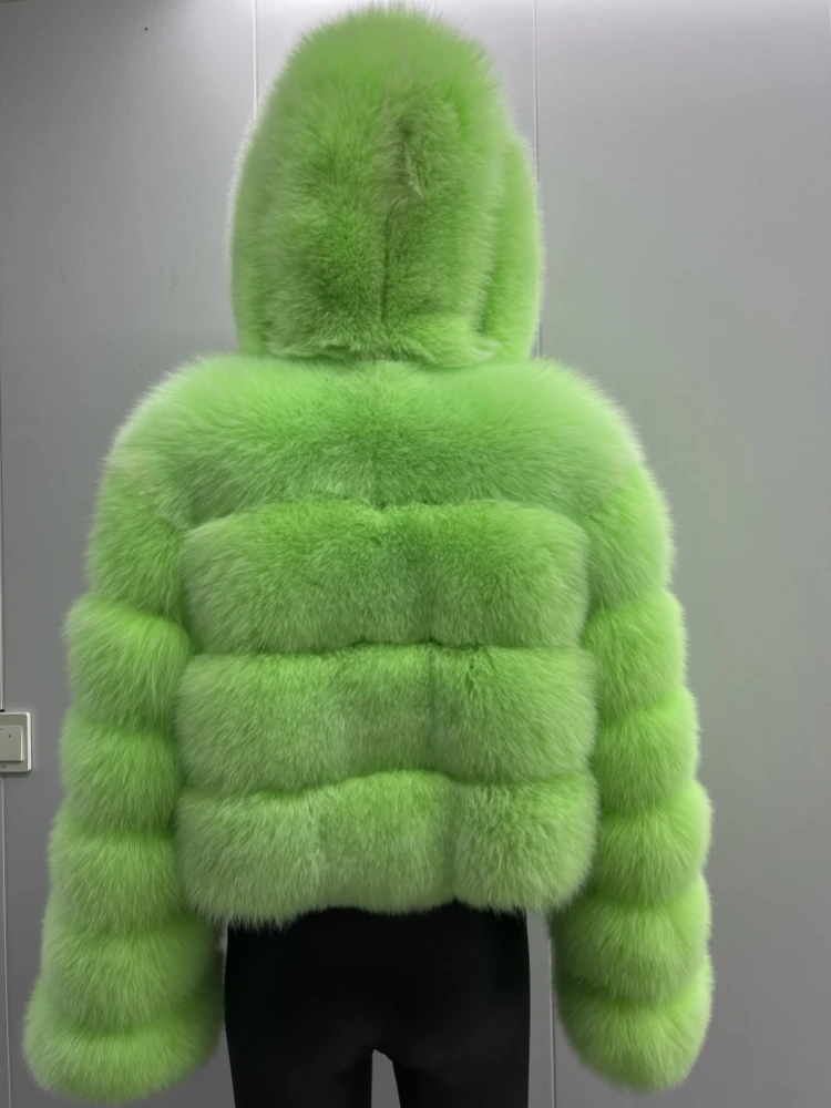 BEIZIRU Hooded Real Fox Fur coat woman winter Natural Coat warm waistcoat Custom