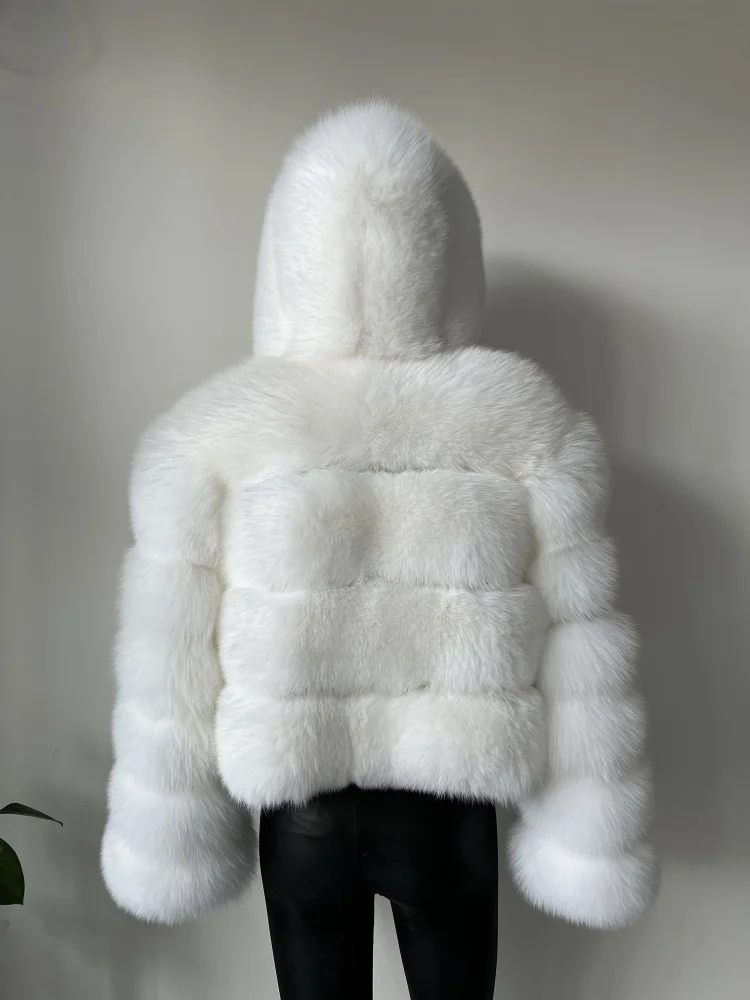 BEIZIRU Hooded Real Fox Fur coat woman winter Natural Coat warm waistcoat Custom