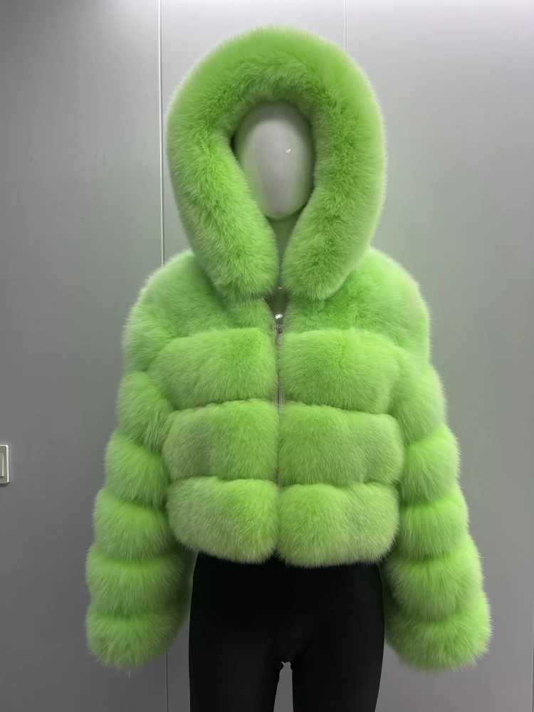 BEIZIRU Hooded Real Fox Fur coat woman winter Natural Coat warm waistcoat Custom