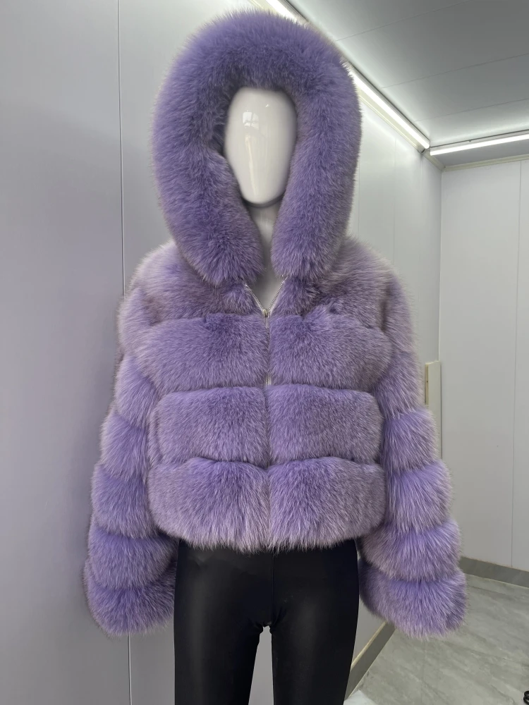 BEIZIRU Hooded Real Fox Fur coat woman winter Natural Coat warm waistcoat Custom