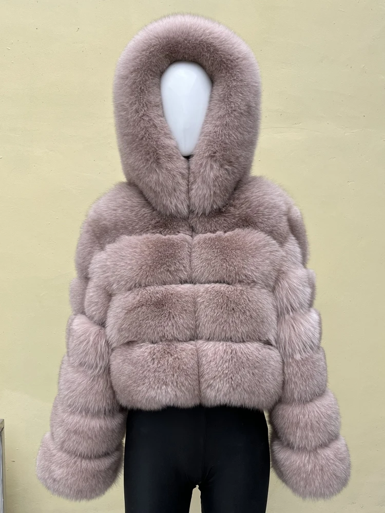 BEIZIRU Hooded Real Fox Fur coat woman winter Natural Coat warm waistcoat Custom