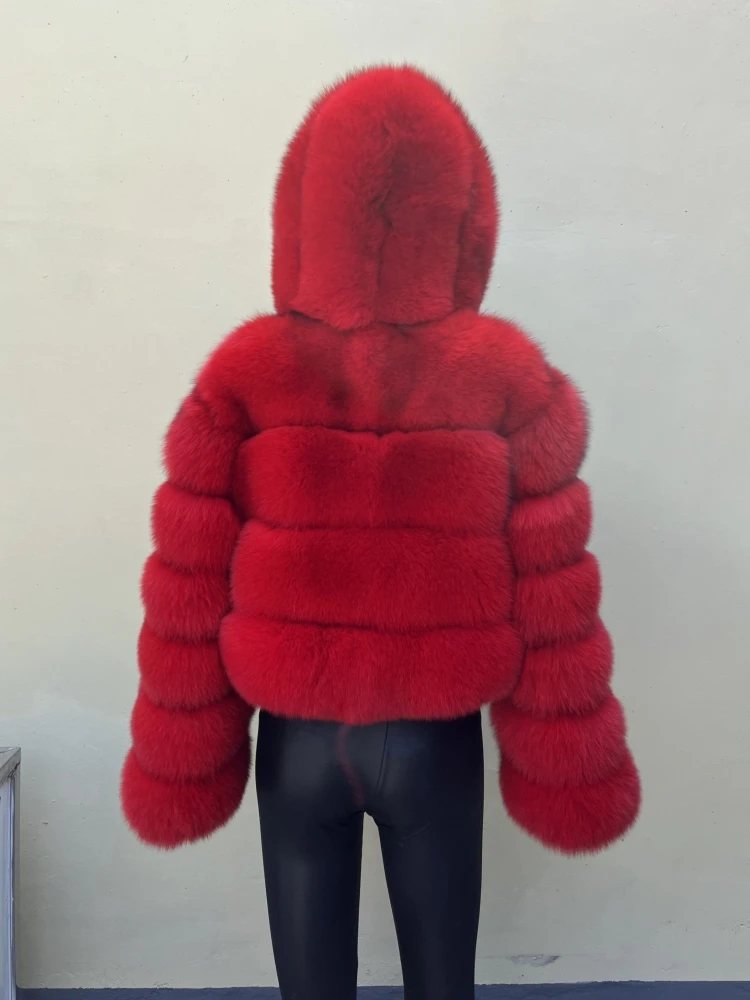 BEIZIRU Hooded Real Fox Fur coat woman winter Natural Coat warm waistcoat Custom