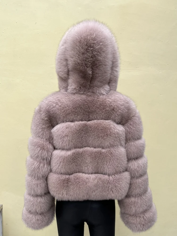 BEIZIRU Hooded Real Fox Fur coat woman winter Natural Coat warm waistcoat Custom