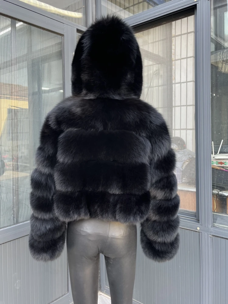 BEIZIRU Hooded Real Fox Fur coat woman winter Natural Coat warm waistcoat Custom