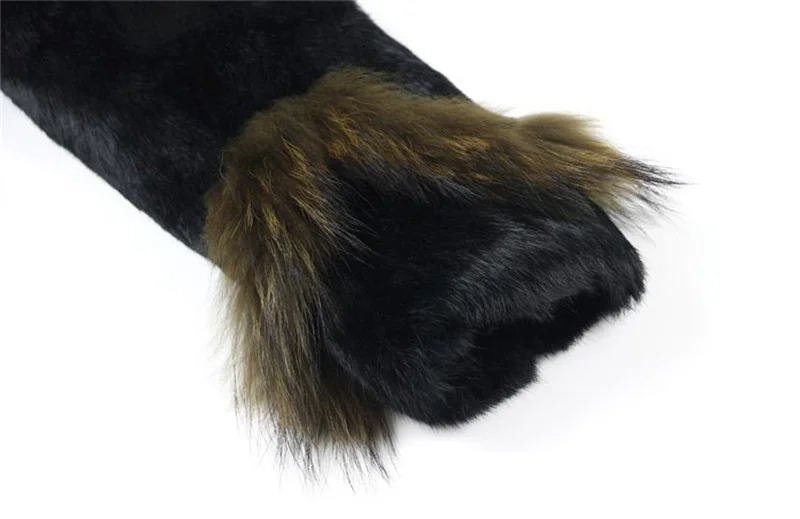 Women Winter Real Rabbit Fur Coat With Raccoon Fur Trimming Fashion Warm Luxury Long Sleeve Genuine Fur Jacket Female Outwear