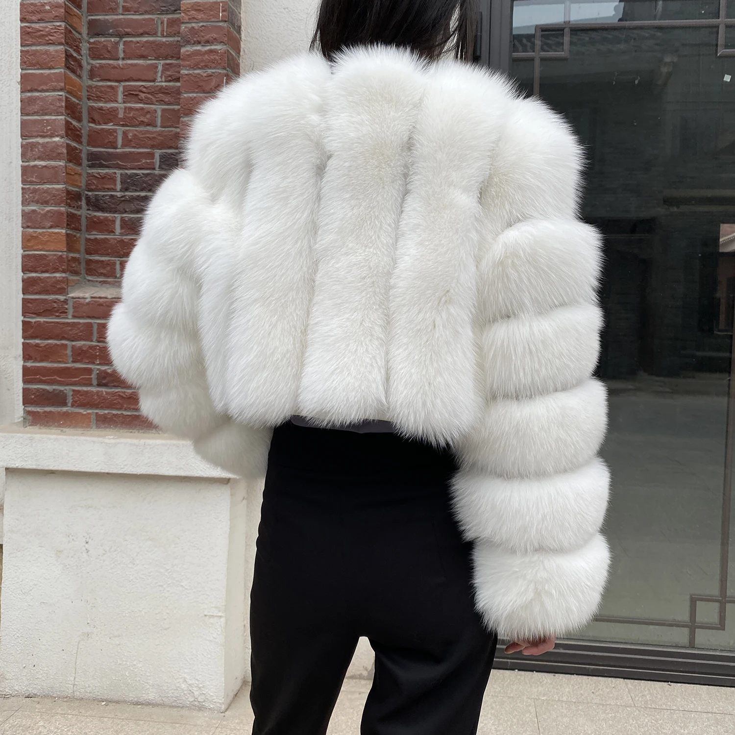 Fur Coat Women Winter Fashion Deep V-neck Superpopular Natural Fox Fur Full Sleeve High Waist Real Fur Coat Lady Luxury Style