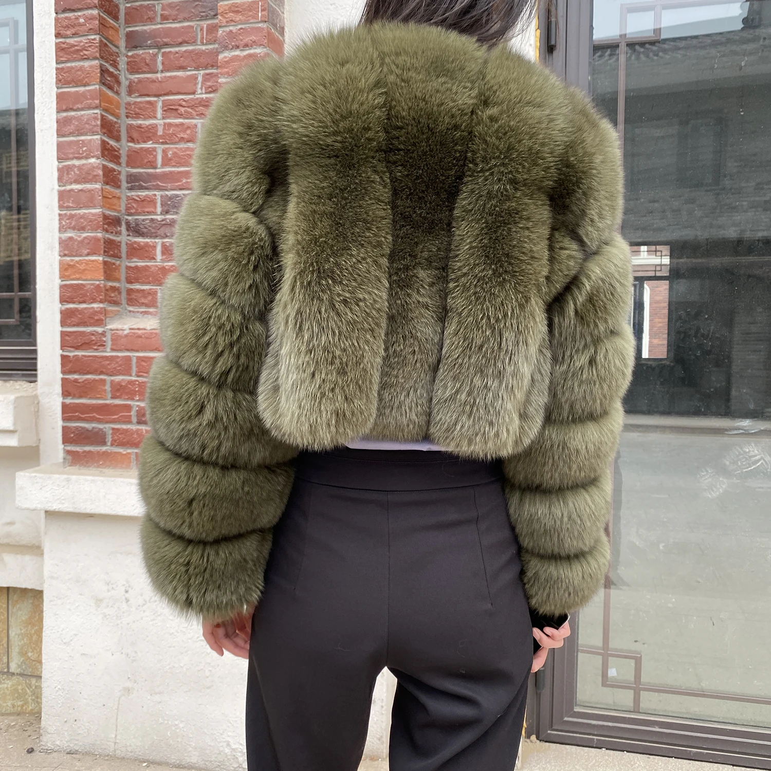 Fur Coat Women Winter Fashion Deep V-neck Superpopular Natural Fox Fur Full Sleeve High Waist Real Fur Coat Lady Luxury Style